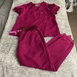 figs scrubs set dark magenta